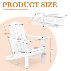Weather Resistant Plastic HDPE Outdoor Patio Folding Adjustable Adirondack Chair With Cup Holder In White -Jearey jearey plastic adirondack chairs cgtjy we c3 1000