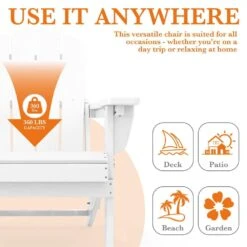 Weather Resistant Plastic HDPE Outdoor Patio Folding Adjustable Adirondack Chair With Cup Holder In White -Jearey jearey plastic adirondack chairs cgtjy we fa 1000