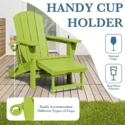 3-Level Adjustable Patio Folding Plastic Adirondack Chair With Retractable Ottoman, Cup And Phone Holders In Apple Green 15 3-Level Adjustable Patio Folding Plastic Adirondack Chair With Retractable Ottoman, Cup And Phone Holders In Apple Green -Jearey jearey plastic adirondack chairs clgjtjy pgl fa 1000