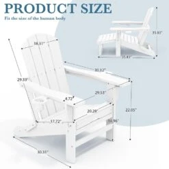 3-Level Adjustable Patio Folding Plastic Adirondack Chair With Retractable Ottoman, Cup And Phone Holders In White -Jearey jearey plastic adirondack chairs clgjtjy we c3 1000