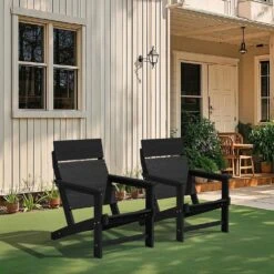 Classic Black Extended Seat Wider Armrest Plastic Adirondack Chair -Jearey jearey plastic adirondack chairs dabanqwy black fa 1000