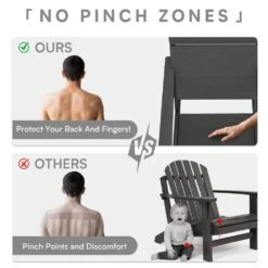 Classic Grey Extended Seat Wider Armrest Plastic Adirondack Chair -Jearey jearey plastic adirondack chairs dabanqwy grey 1f 1000