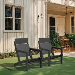 Classic Grey Extended Seat Wider Armrest Plastic Adirondack Chair -Jearey jearey plastic adirondack chairs dabanqwy grey fa 1000