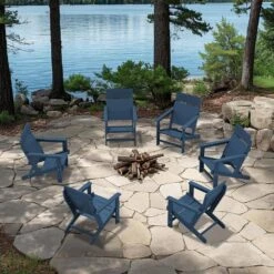 Classic Navy Extended Seat Wider Armrest Plastic Adirondack Chair -Jearey jearey plastic adirondack chairs dabanqwy navy 31 1000