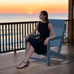 Classic Navy Extended Seat Wider Armrest Plastic Adirondack Chair -Jearey jearey plastic adirondack chairs dabanqwy navy 44 1000