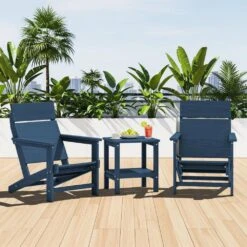Classic Navy Extended Seat Wider Armrest Plastic Adirondack Chair -Jearey jearey plastic adirondack chairs dabanqwy navy 76 1000