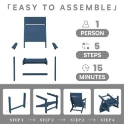 Classic Navy Extended Seat Wider Armrest Plastic Adirondack Chair -Jearey jearey plastic adirondack chairs dabanqwy navy c3 1000