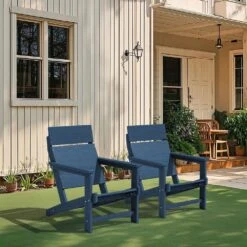 Classic Navy Extended Seat Wider Armrest Plastic Adirondack Chair -Jearey jearey plastic adirondack chairs dabanqwy navy fa 1000