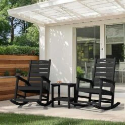 Black HDPE Folding Plastic Adirondack Chair Weather Resistant Patio Plastic Fire Pit Chairs -Jearey jearey plastic adirondack chairs dbqwy black 31 1000