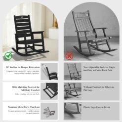 Black HDPE Folding Plastic Adirondack Chair Weather Resistant Patio Plastic Fire Pit Chairs -Jearey jearey plastic adirondack chairs dbqwy black 44 1000