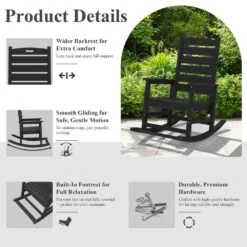 Black HDPE Folding Plastic Adirondack Chair Weather Resistant Patio Plastic Fire Pit Chairs -Jearey jearey plastic adirondack chairs dbqwy black c3 1000