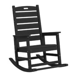 Black HDPE Folding Plastic Adirondack Chair Weather Resistant Patio Plastic Fire Pit Chairs -Jearey jearey plastic adirondack chairs dbqwy black fa 1000