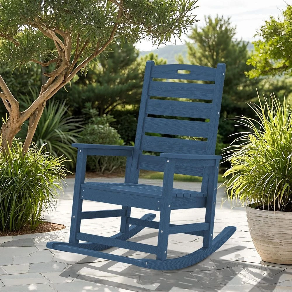 Navy HDPE Folding Plastic Adirondack Chair Weather Resistant Patio Plastic Fire Pit Chairs 1 Navy HDPE Folding Plastic Adirondack Chair Weather Resistant Patio Plastic Fire Pit Chairs