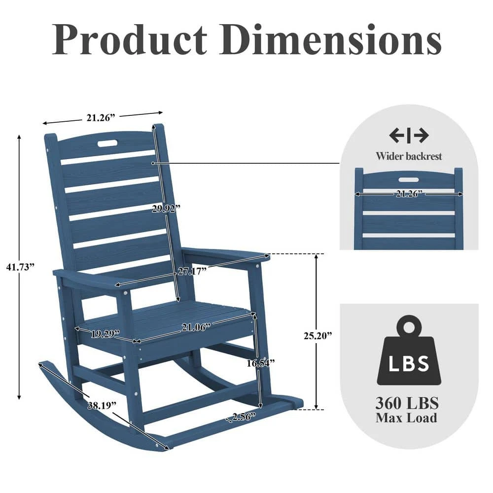 Navy HDPE Folding Plastic Adirondack Chair Weather Resistant Patio Plastic Fire Pit Chairs 2 Navy HDPE Folding Plastic Adirondack Chair Weather Resistant Patio Plastic Fire Pit Chairs - Image 2
