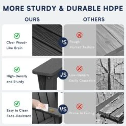 Gray Outdoor All-Weather HDPE Plastic Rocking Adirondack Chair With Coordinated Gliding Footrest -Jearey jearey plastic adirondack chairs drybqwy gr 1f 1000