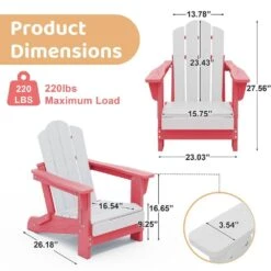 Children HDPE Folding All-Weather Adirondack Chair With Ergonomic And Safe Design, Pink/White -Jearey jearey plastic adirondack chairs etydy fb 4f 1000
