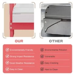 Children HDPE Folding All-Weather Adirondack Chair With Ergonomic And Safe Design, Pink/White -Jearey jearey plastic adirondack chairs etydy fb fa 1000