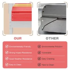 Children HDPE Folding All-Weather Adirondack Chair With Ergonomic And Safe Design, Red/Orange/Yellow/Pink -Jearey jearey plastic adirondack chairs etydy hfjb fa 1000