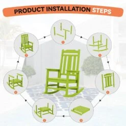 Apple Green HDPE Plastic Adirondack Chair Outdoor Rocking Chair For Patio And Garden (1-Pack) -Jearey jearey plastic adirondack chairs jctrty agreen 1f 1000