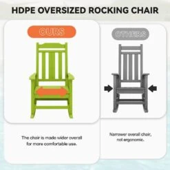 Apple Green HDPE Plastic Adirondack Chair Outdoor Rocking Chair For Patio And Garden (1-Pack) -Jearey jearey plastic adirondack chairs jctrty agreen 76 1000