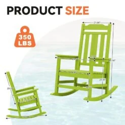 Apple Green HDPE Plastic Adirondack Chair Outdoor Rocking Chair For Patio And Garden (1-Pack) -Jearey jearey plastic adirondack chairs jctrty agreen fa 1000