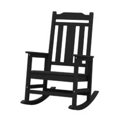 Black HDPE Plastic Adirondack Chair Outdoor Rocking Chair For Patio And Garden (1-Pack) -Jearey jearey plastic adirondack chairs jctrty bk 31 1000