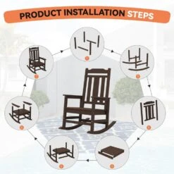 Coffee HDPE Plastic Adirondack Chair Outdoor Rocking Chair For Patio And Garden (Set Of 1) -Jearey jearey plastic adirondack chairs jctrty co 1f 1000