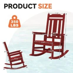Dark Red HDPE Plastic Adirondack Chair Outdoor Rocking Chair For Patio And Garden (1-Pack) -Jearey jearey plastic adirondack chairs jctrty dark red fa 1000
