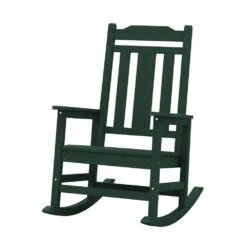 Dark Green HDPE Plastic Adirondack Chair Outdoor Rocking Chair For Patio And Garden (1-Pack) -Jearey jearey plastic adirondack chairs jctrty dgreen 31 1000
