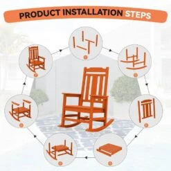 Dark Orange HDPE Plastic Adirondack Chair Outdoor Rocking Chair For Patio And Garden (1-Pack) 11 Dark Orange HDPE Plastic Adirondack Chair Outdoor Rocking Chair For Patio And Garden (1-Pack) -Jearey jearey plastic adirondack chairs jctrty dorange 1f 1000