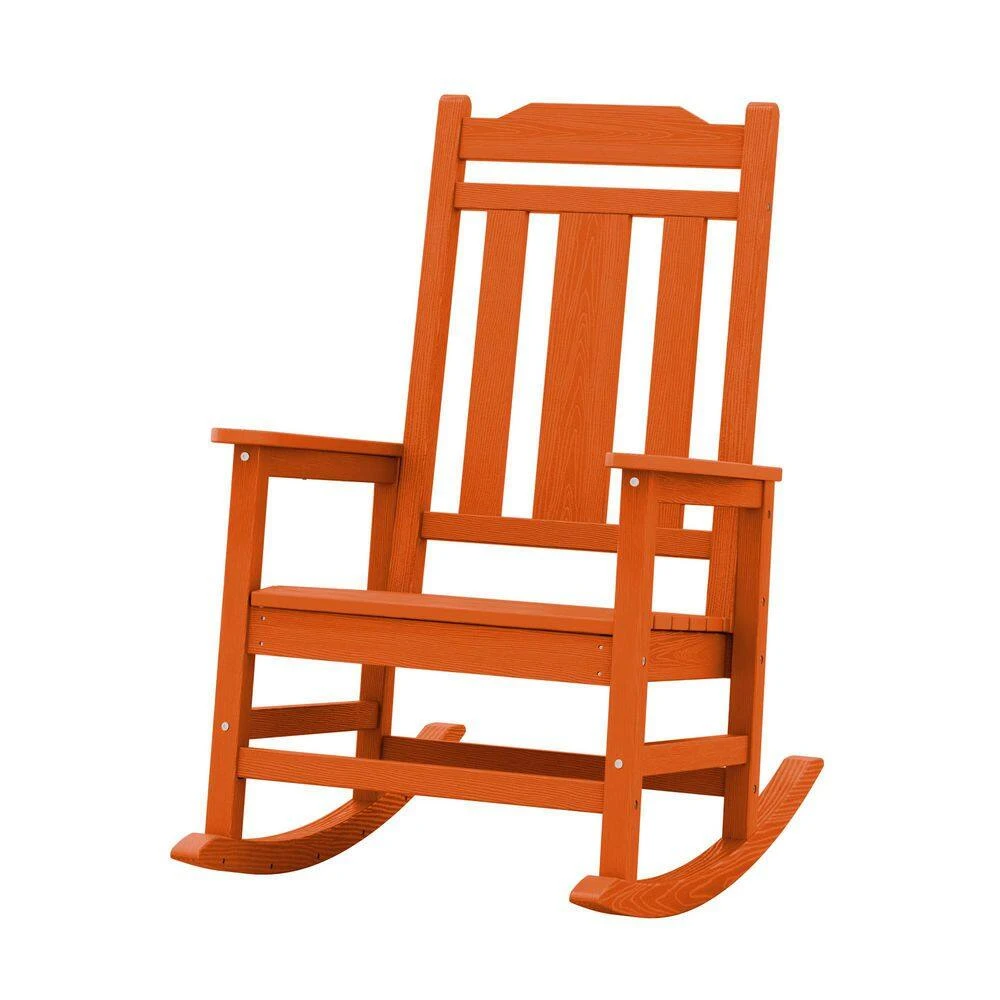 Dark Orange HDPE Plastic Adirondack Chair Outdoor Rocking Chair For Patio And Garden (1-Pack) 8 Dark Orange HDPE Plastic Adirondack Chair Outdoor Rocking Chair For Patio And Garden (1-Pack) - Image 8