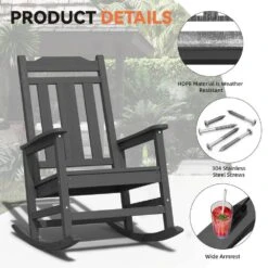 Gray HDPE Plastic Adirondack Chair Outdoor Rocking Chair For Patio And Garden (1-Pack) 12 Gray HDPE Plastic Adirondack Chair Outdoor Rocking Chair For Patio And Garden (1-Pack) -Jearey jearey plastic adirondack chairs jctrty gray 44 1000