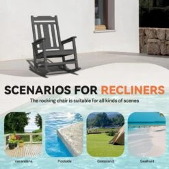 Gray HDPE Plastic Adirondack Chair Outdoor Rocking Chair For Patio And Garden (1-Pack) 10 Gray HDPE Plastic Adirondack Chair Outdoor Rocking Chair For Patio And Garden (1-Pack) -Jearey jearey plastic adirondack chairs jctrty gray 4f 1000