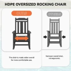 Gray HDPE Plastic Adirondack Chair Outdoor Rocking Chair For Patio And Garden (1-Pack) 14 Gray HDPE Plastic Adirondack Chair Outdoor Rocking Chair For Patio And Garden (1-Pack) -Jearey jearey plastic adirondack chairs jctrty gray 76 1000