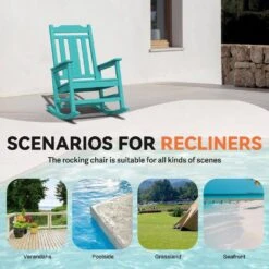 Peacock Blue HDPE Plastic Adirondack Chair Outdoor Rocking Chair For Patio And Garden (1-Pack) -Jearey jearey plastic adirondack chairs jctrty kql 4f 1000