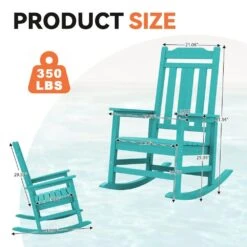 Peacock Blue HDPE Plastic Adirondack Chair Outdoor Rocking Chair For Patio And Garden (1-Pack) -Jearey jearey plastic adirondack chairs jctrty kql fa 1000