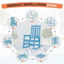 Light Blue HDPE Plastic Adirondack Chair Outdoor Rocking Chair For Patio And Garden (1-Pack) -Jearey jearey plastic adirondack chairs jctrty lblue 1f 1000