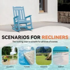 Light Blue HDPE Plastic Adirondack Chair Outdoor Rocking Chair For Patio And Garden (1-Pack) -Jearey jearey plastic adirondack chairs jctrty lblue 4f 1000