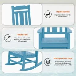 Light Blue HDPE Plastic Adirondack Chair Outdoor Rocking Chair For Patio And Garden (1-Pack) -Jearey jearey plastic adirondack chairs jctrty lblue c3 1000