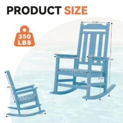 Light Blue HDPE Plastic Adirondack Chair Outdoor Rocking Chair For Patio And Garden (1-Pack) -Jearey jearey plastic adirondack chairs jctrty lblue fa 1000