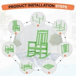 Light Green HDPE Plastic Adirondack Chair Outdoor Rocking Chair For Patio And Garden (1-Pack) -Jearey jearey plastic adirondack chairs jctrty lgreen 1f 1000