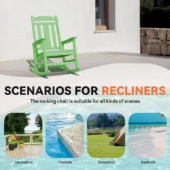 Light Green HDPE Plastic Adirondack Chair Outdoor Rocking Chair For Patio And Garden (1-Pack) -Jearey jearey plastic adirondack chairs jctrty lgreen 4f 1000