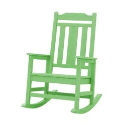 Light Green HDPE Plastic Adirondack Chair Outdoor Rocking Chair For Patio And Garden (1-Pack)