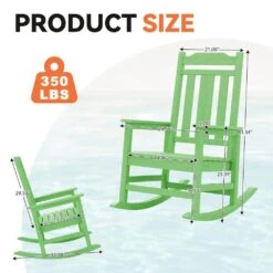 Light Green HDPE Plastic Adirondack Chair Outdoor Rocking Chair For Patio And Garden (1-Pack) -Jearey jearey plastic adirondack chairs jctrty lgreen fa 1000