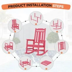 Light Pink HDPE Plastic Adirondack Chair Outdoor Rocking Chair For Patio And Garden (1-Pack) -Jearey jearey plastic adirondack chairs jctrty lpk 1f 1000