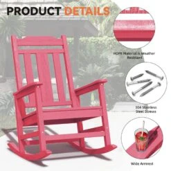 Light Pink HDPE Plastic Adirondack Chair Outdoor Rocking Chair For Patio And Garden (1-Pack) -Jearey jearey plastic adirondack chairs jctrty lpk 44 1000