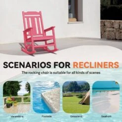 Light Pink HDPE Plastic Adirondack Chair Outdoor Rocking Chair For Patio And Garden (1-Pack) -Jearey jearey plastic adirondack chairs jctrty lpk 4f 1000