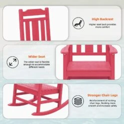 Light Pink HDPE Plastic Adirondack Chair Outdoor Rocking Chair For Patio And Garden (1-Pack) -Jearey jearey plastic adirondack chairs jctrty lpk c3 1000