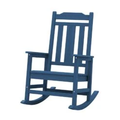 Navy Blue HDPE Plastic Adirondack Chair Outdoor Rocking Chair For Patio And Garden (1-Pack) -Jearey jearey plastic adirondack chairs jctrty navyblue 31 1000