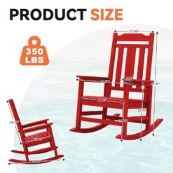 Bright Red Gray HDPE Plastic Adirondack Chair Outdoor Rocking Chair For Patio And Garden (1-Pack) -Jearey jearey plastic adirondack chairs jctrty red fa 1000